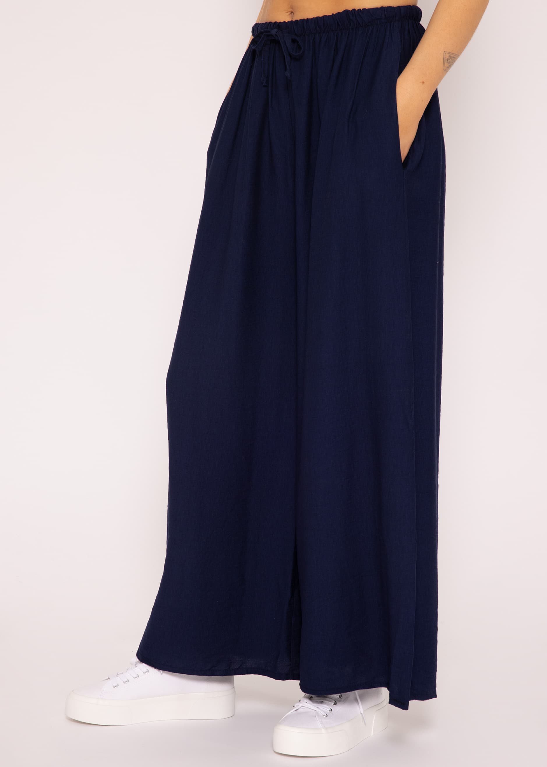 Buy JUNIPER Blue Solid Rayon Womens Wide Leg Palazzo Pants | Shoppers Stop