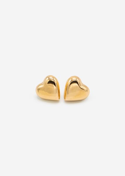 Stud earrings in heart shape - gold