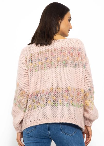 Oversized jumper with block stripes - pink