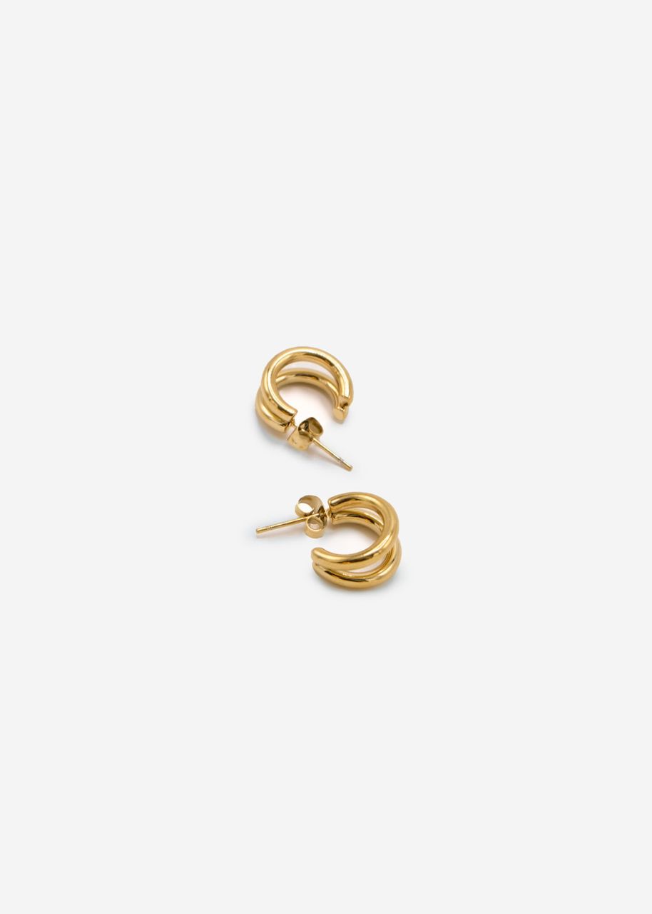 Double mini hoop earrings - gold