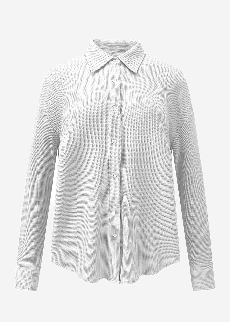 Oversize Waffle Piqué Blouse - offwhite