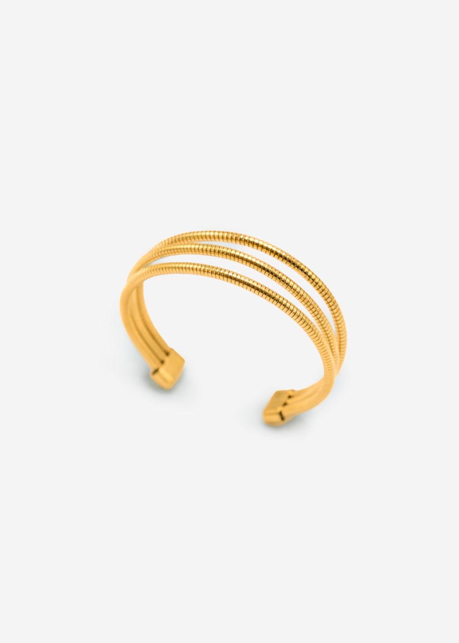 Three-link bangle with texture - gold