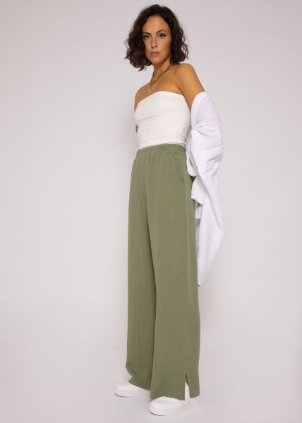 Slip pants in viscose, khaki