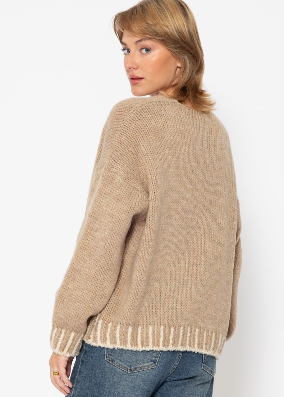 Loose-fitting cardigan with emphasised hem - camel