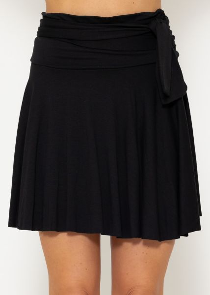 Mini jersey slip skirt, black
