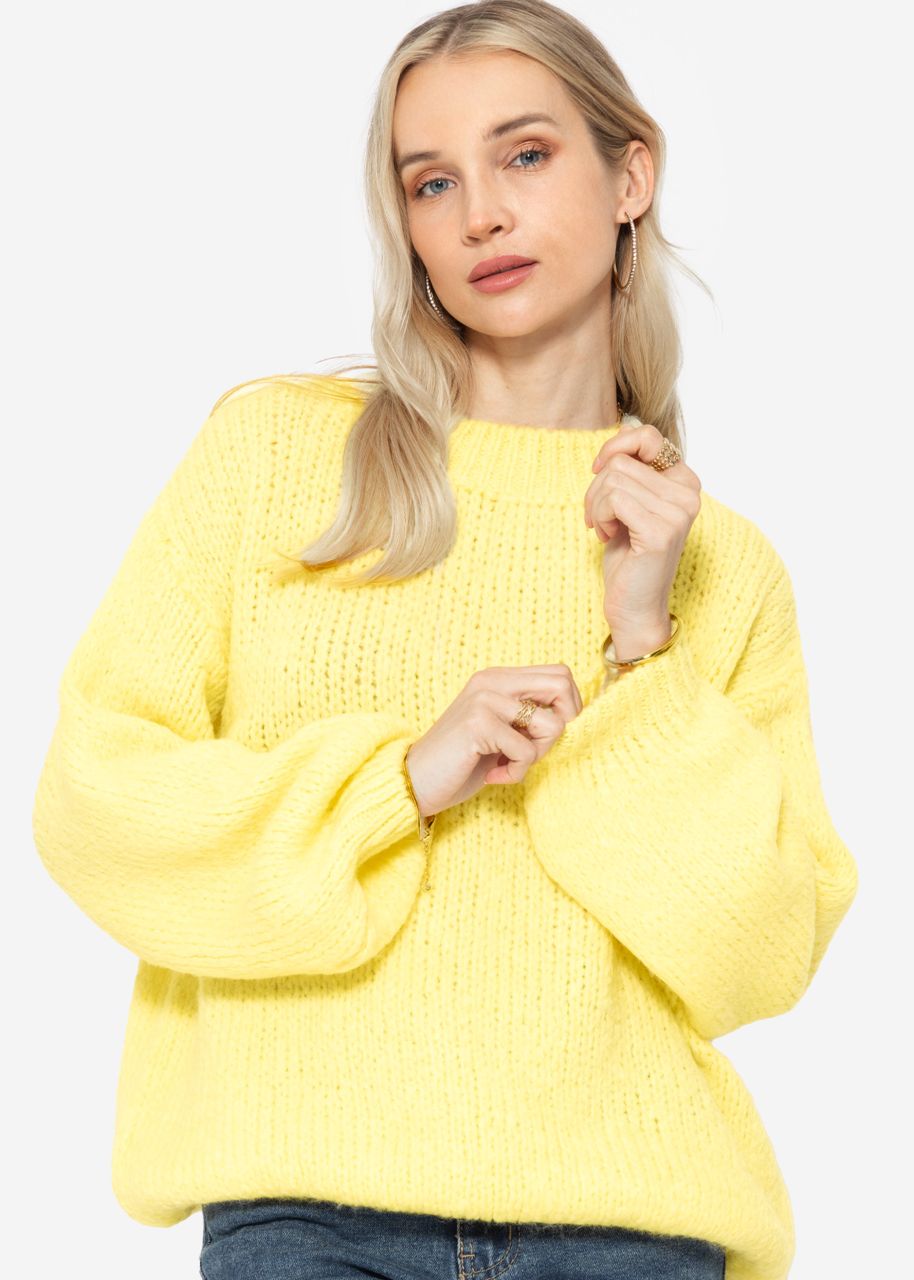 Oversized jumper with round neckline - vanilla yellow