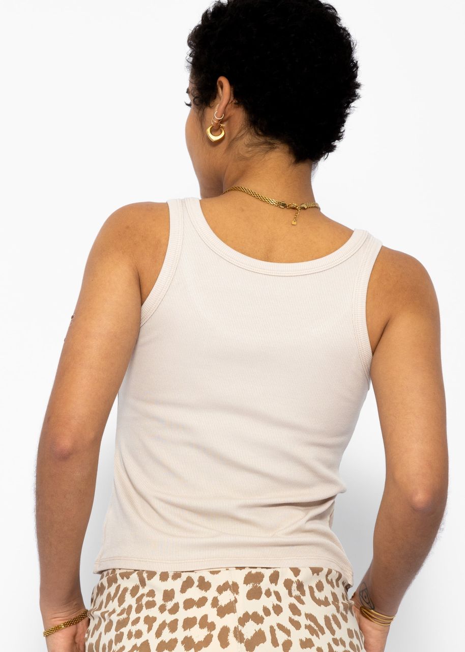 Tank top with neckline - beige