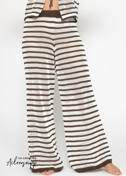 Knitted trousers with straight leg - offwhite