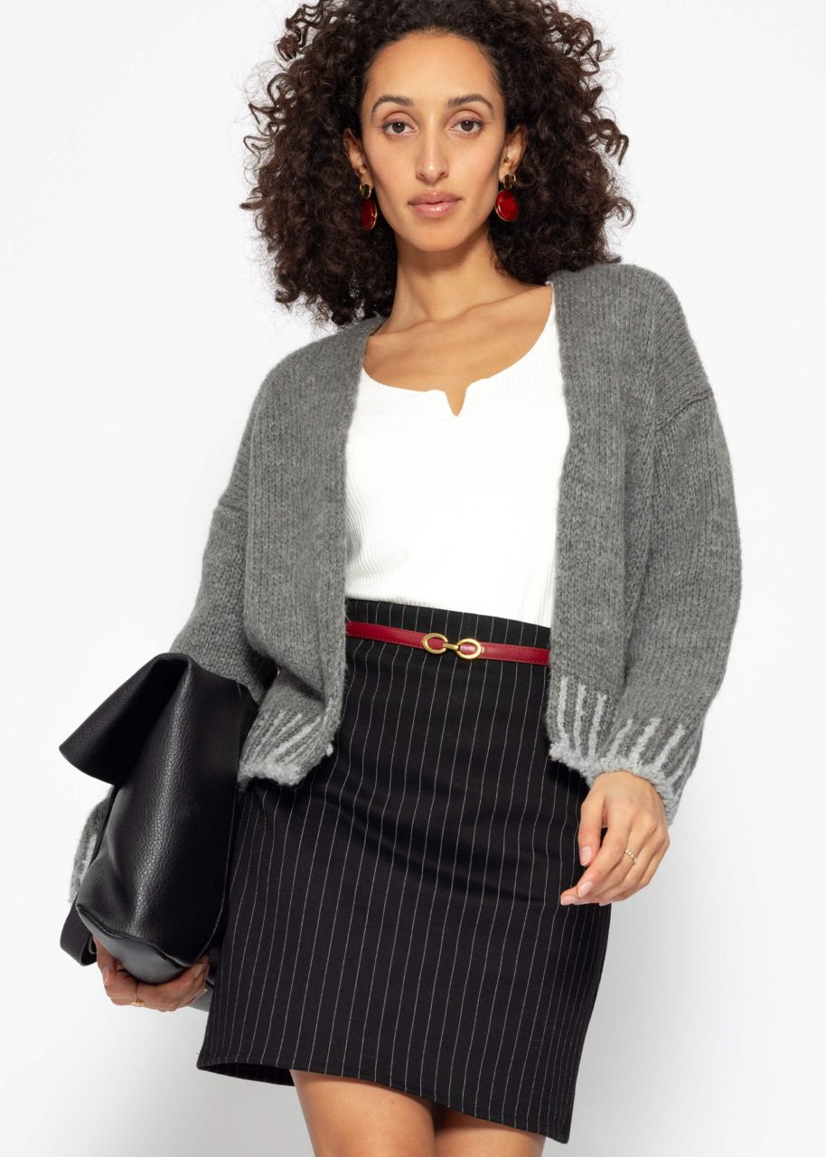 Loose-fitting cardigan with accentuated hem - dark grey