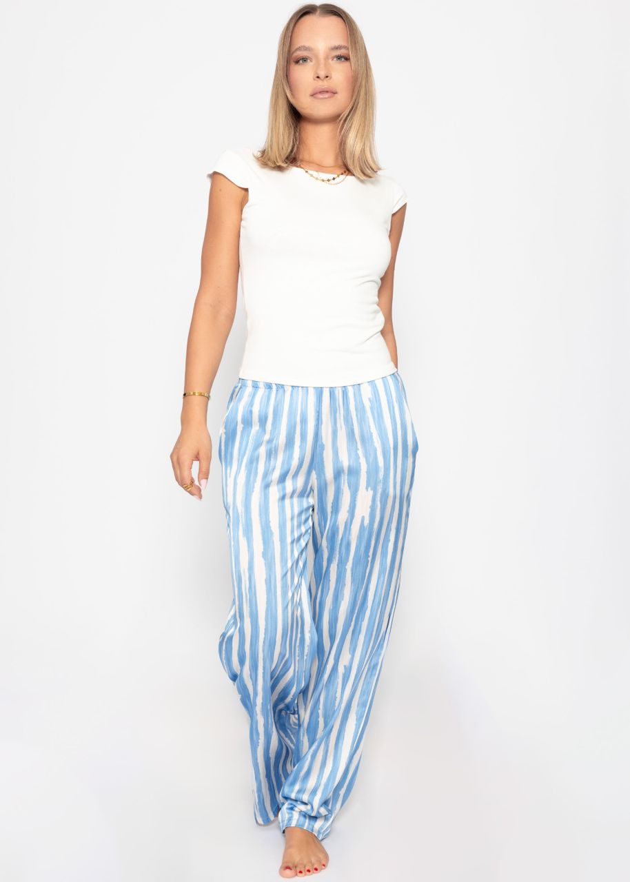 Striped satin trousers - blue