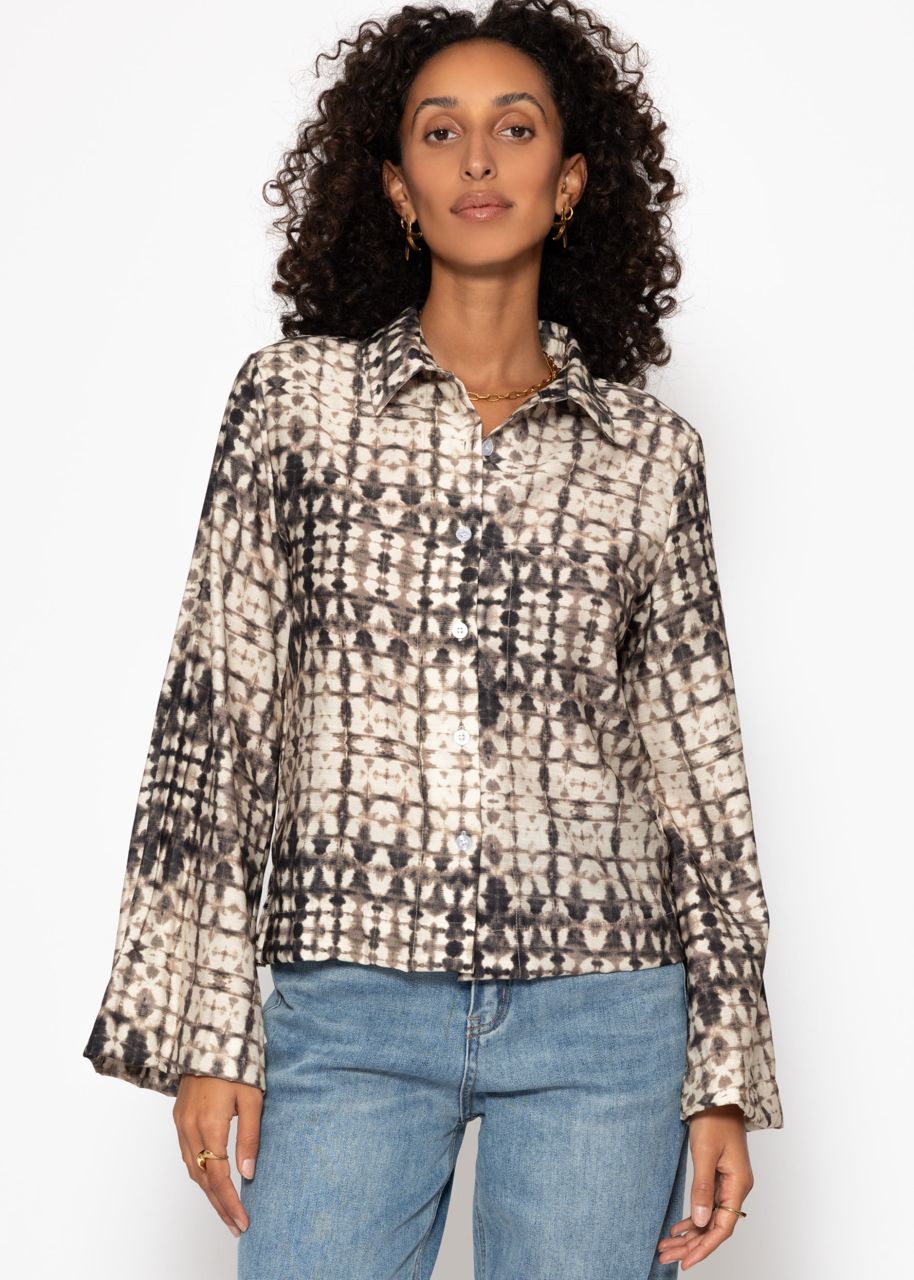 Viscose blouse with print - taupe