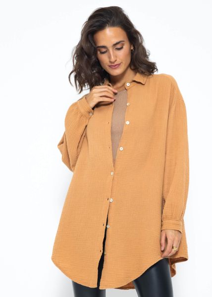 Muslin blouse oversize - light brown