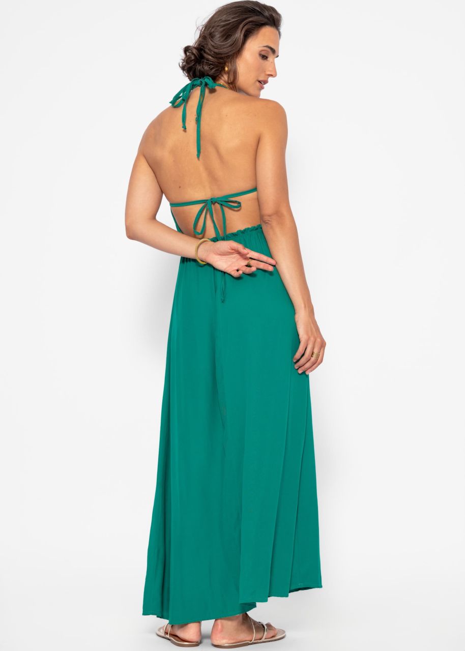 Halter neck maxi dress - green