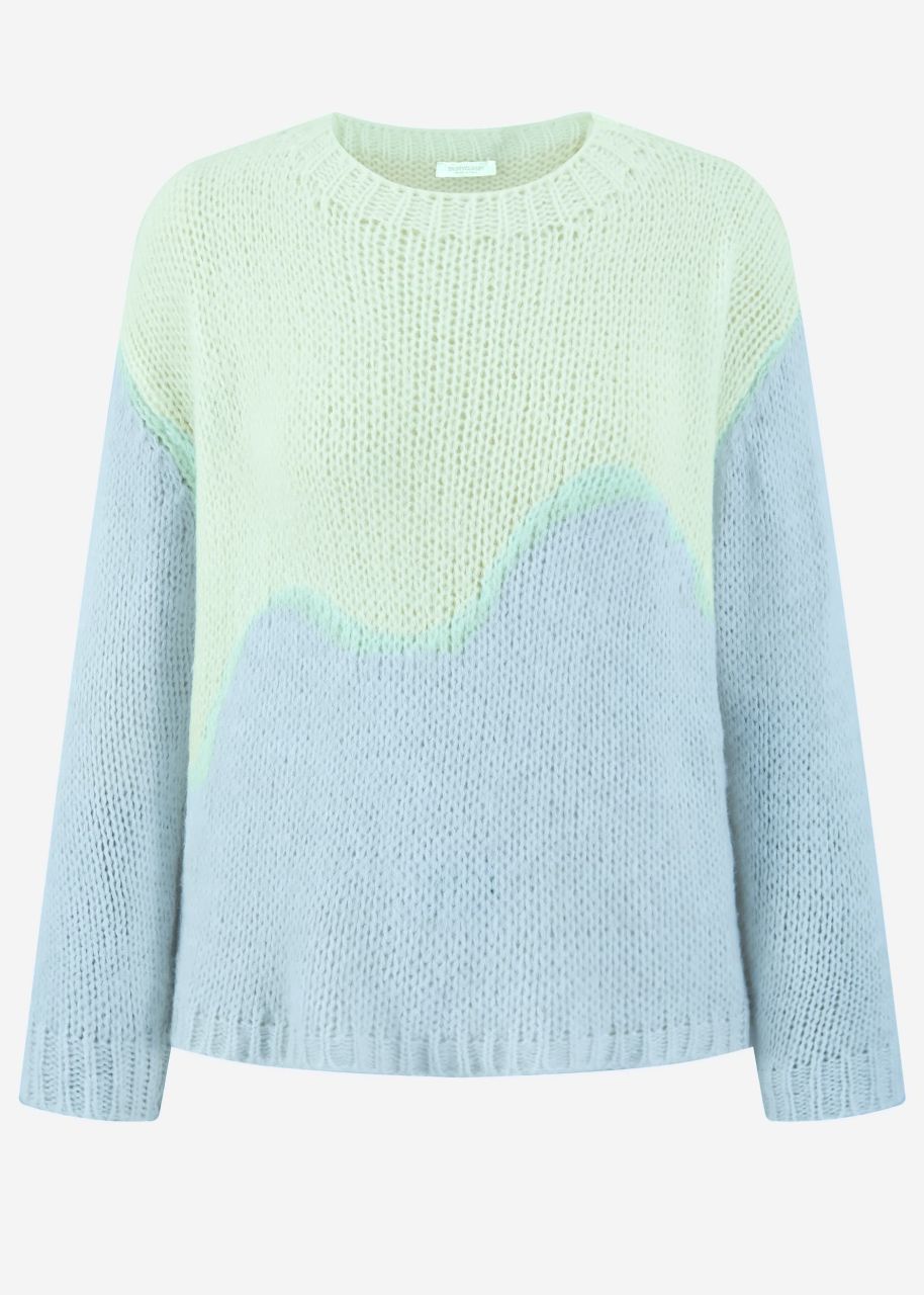 Two-tone knitted sweater - light blue-pastel green