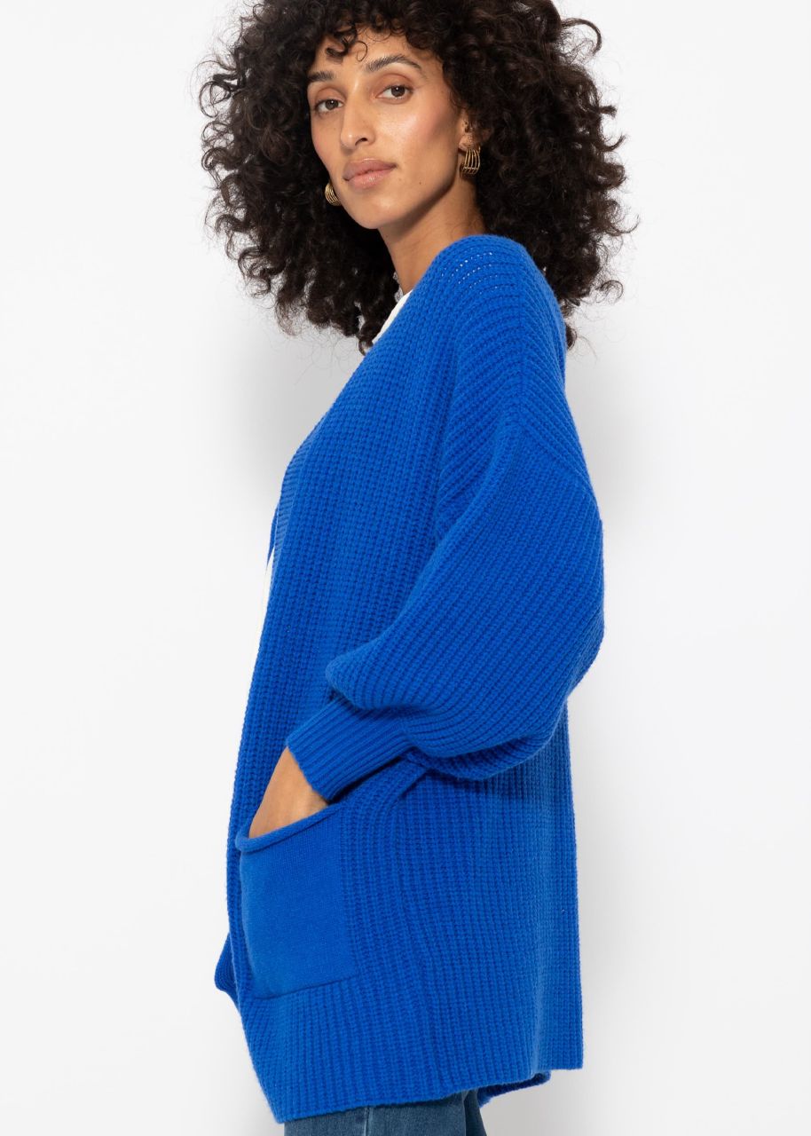 Soft knit cardigan with pockets - royal blue