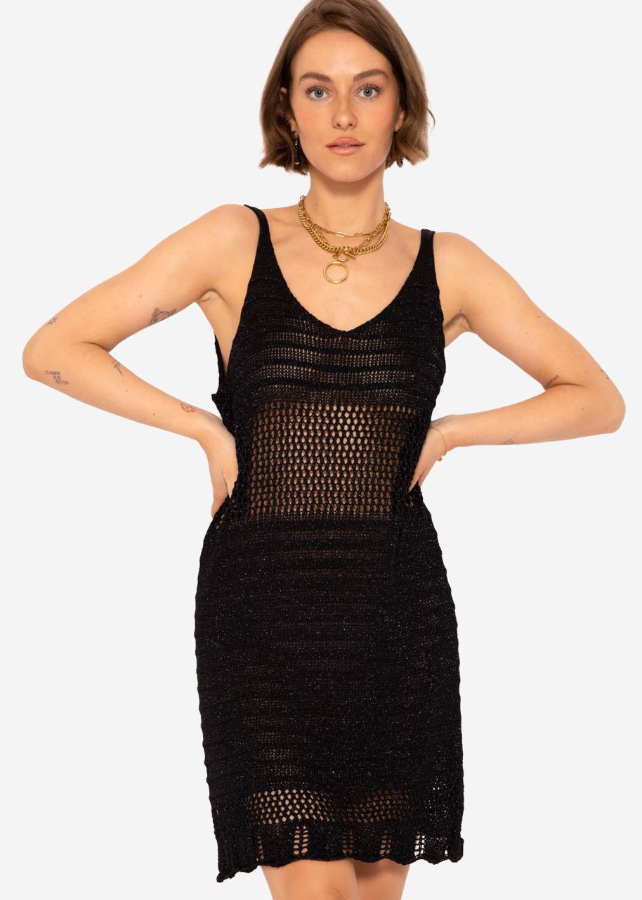 Lurex mesh dress, black