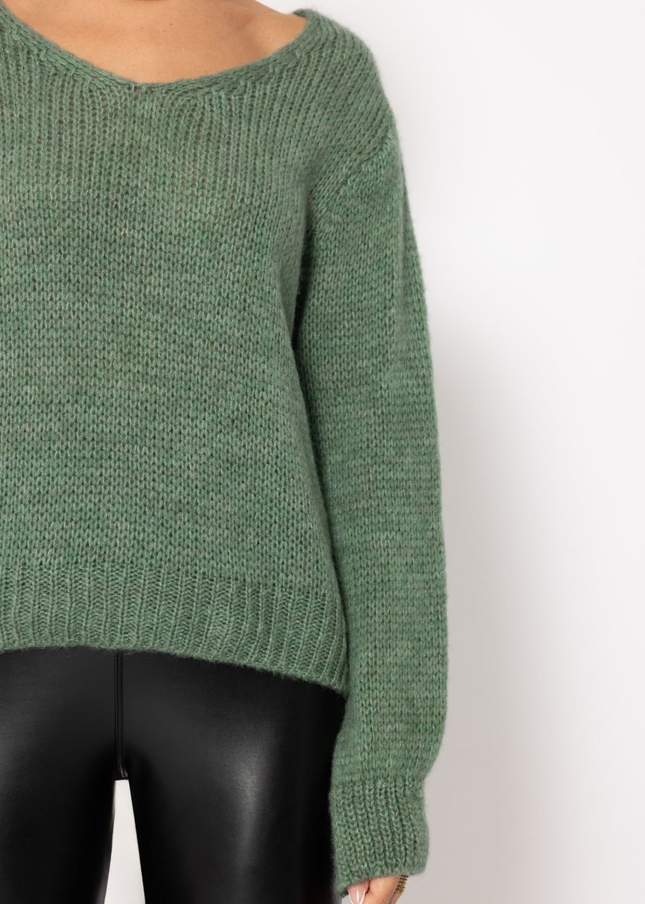 V-neck jumper - sage green