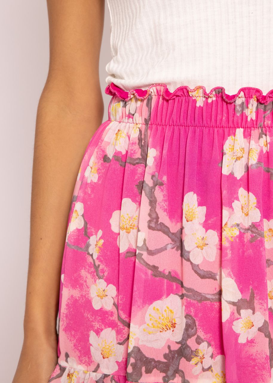 Ruched skirt with print, pink