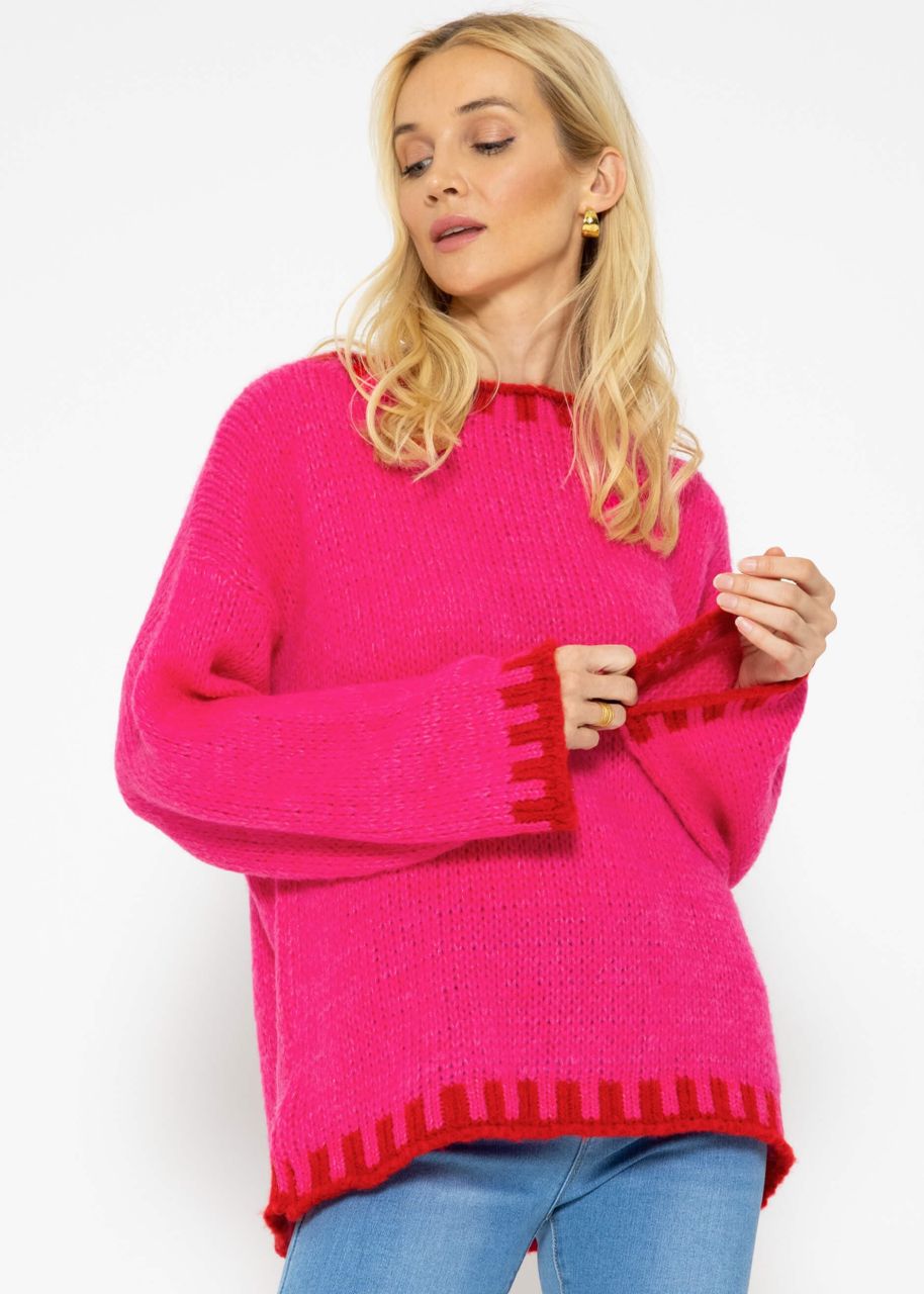 Jumper with red details - pink