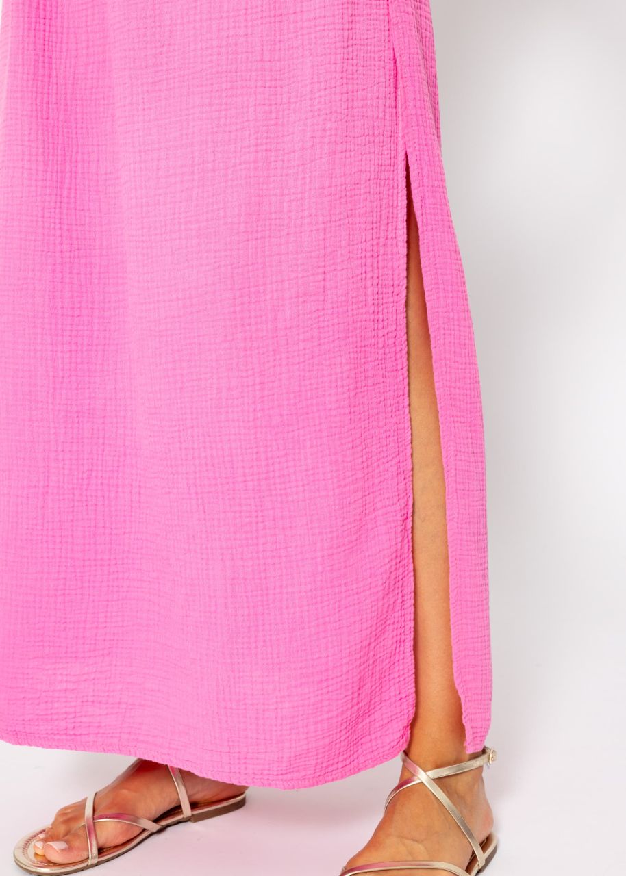 Long muslin skirt with high slit - pink