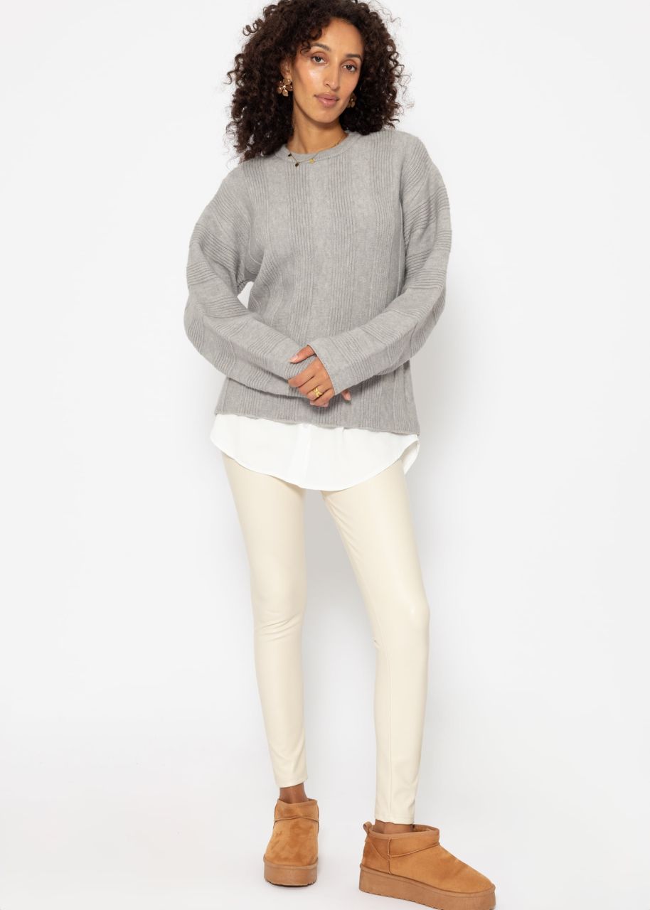 Jumper with ribbed stripe pattern - grey