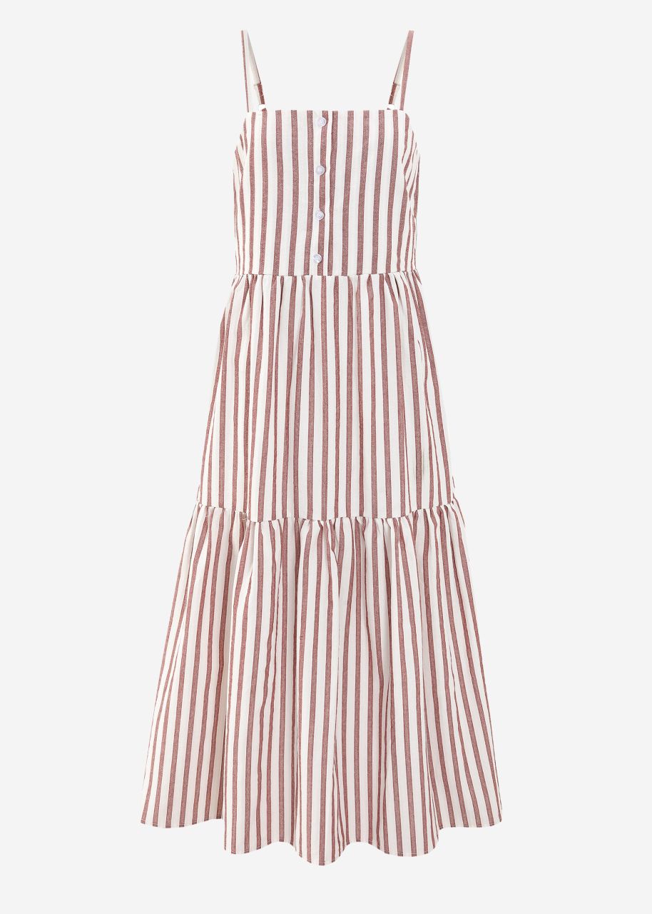 Striped maxi strap dress - burgundy
