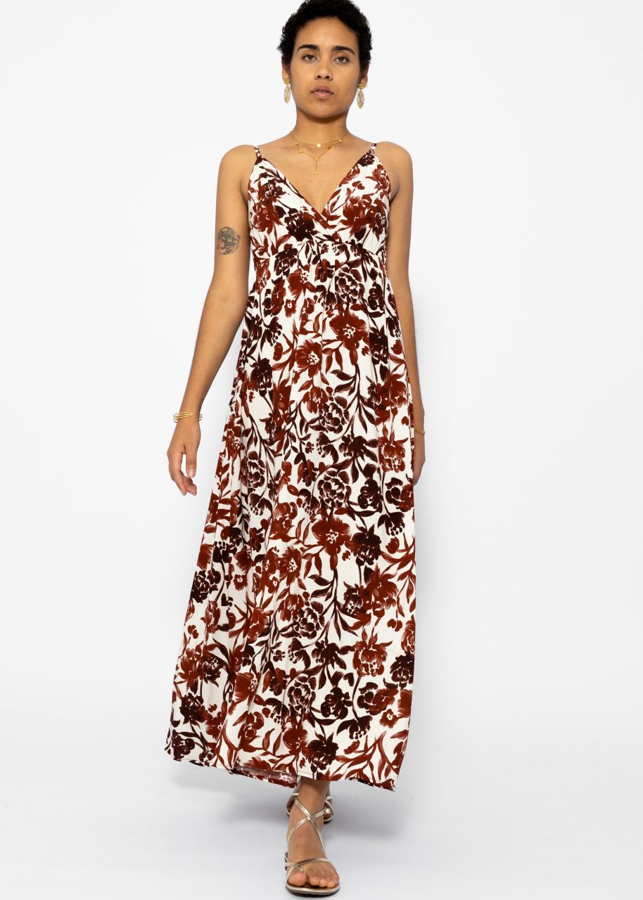 Strap dress with floral print - offwhite