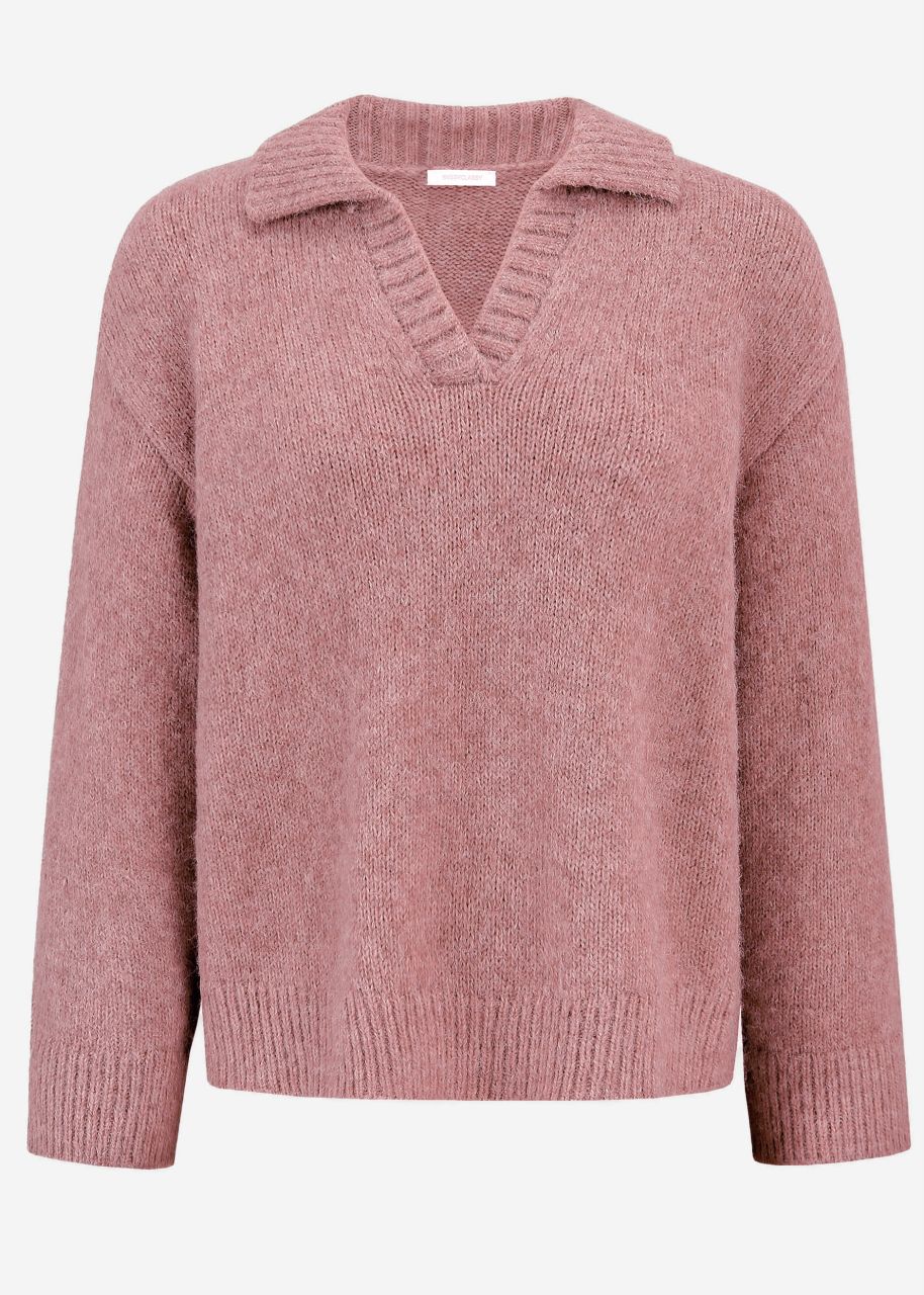 Oversized jumper with collar - mauve