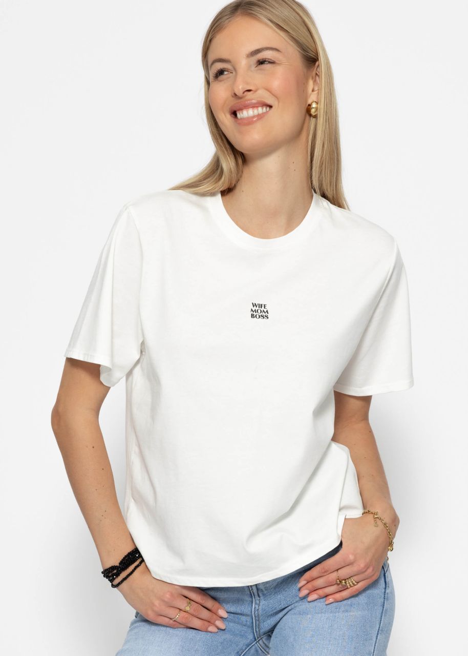 Oversized T-shirt with "MOM" print - offwhite