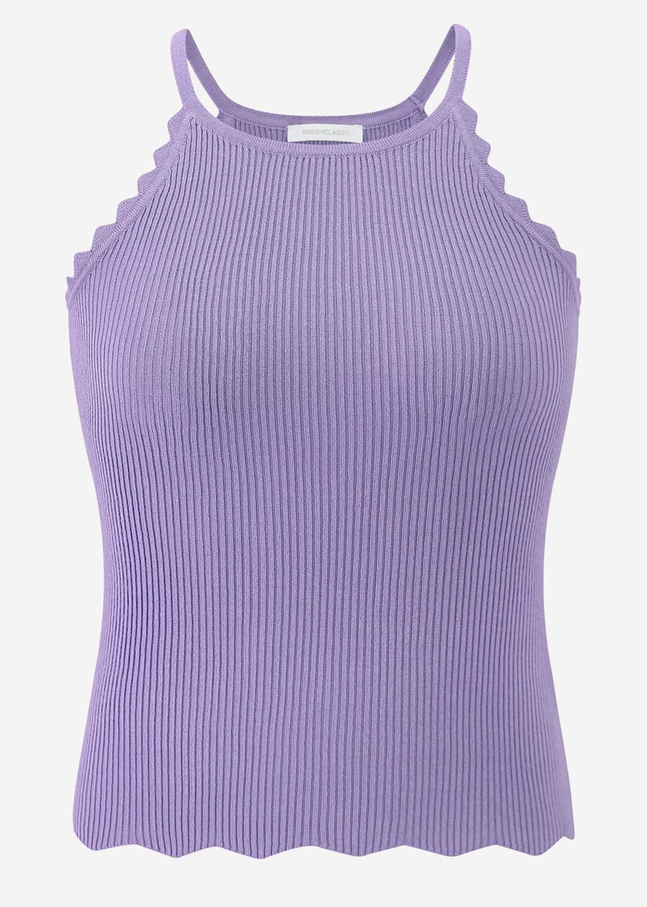 Knit top with scalloped edge, lilac