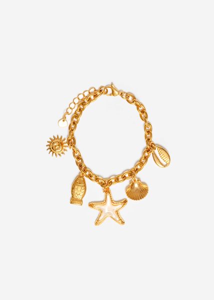 Bracelet with nautical charms - gold