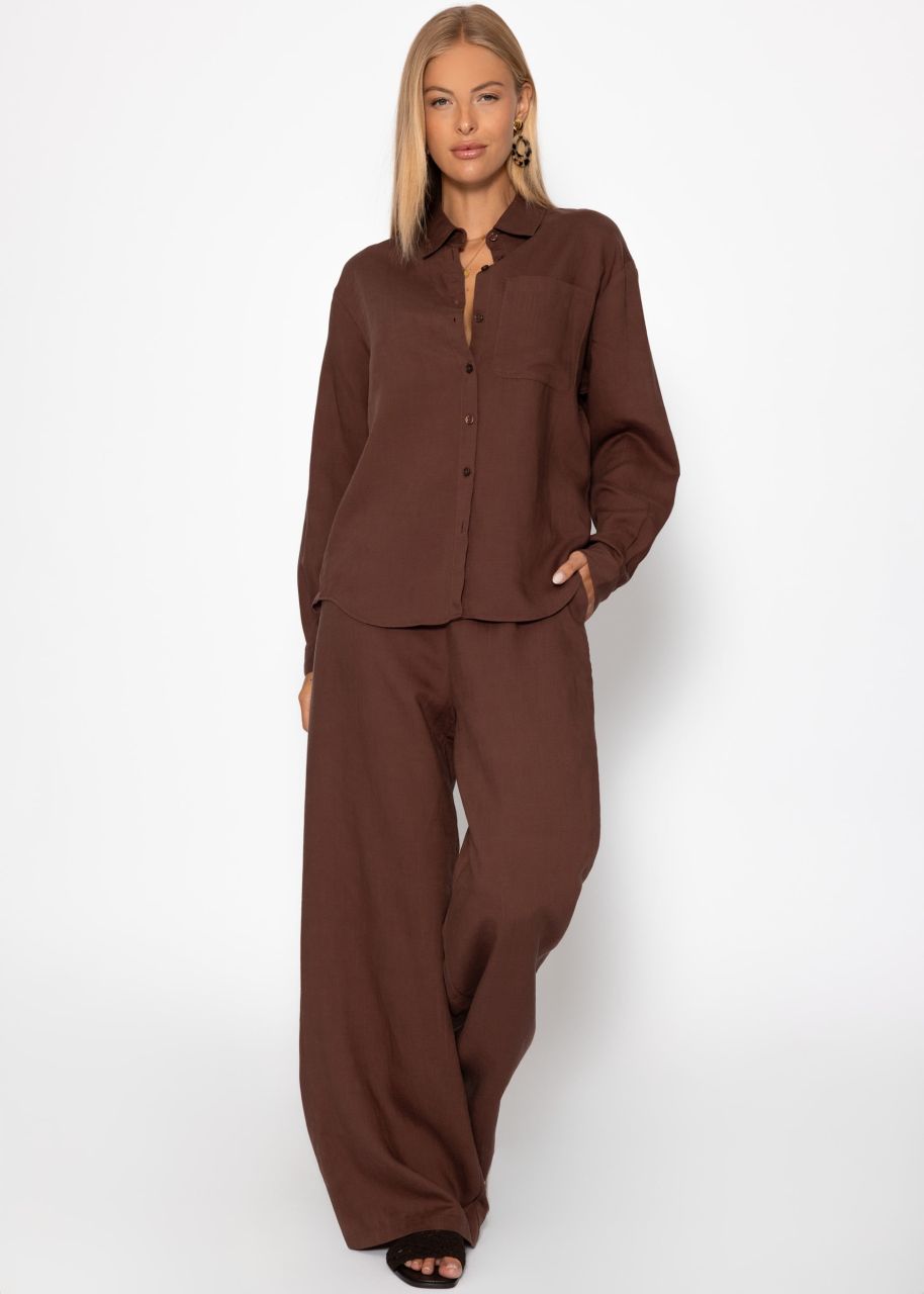 Linen shirt blouse - brown
