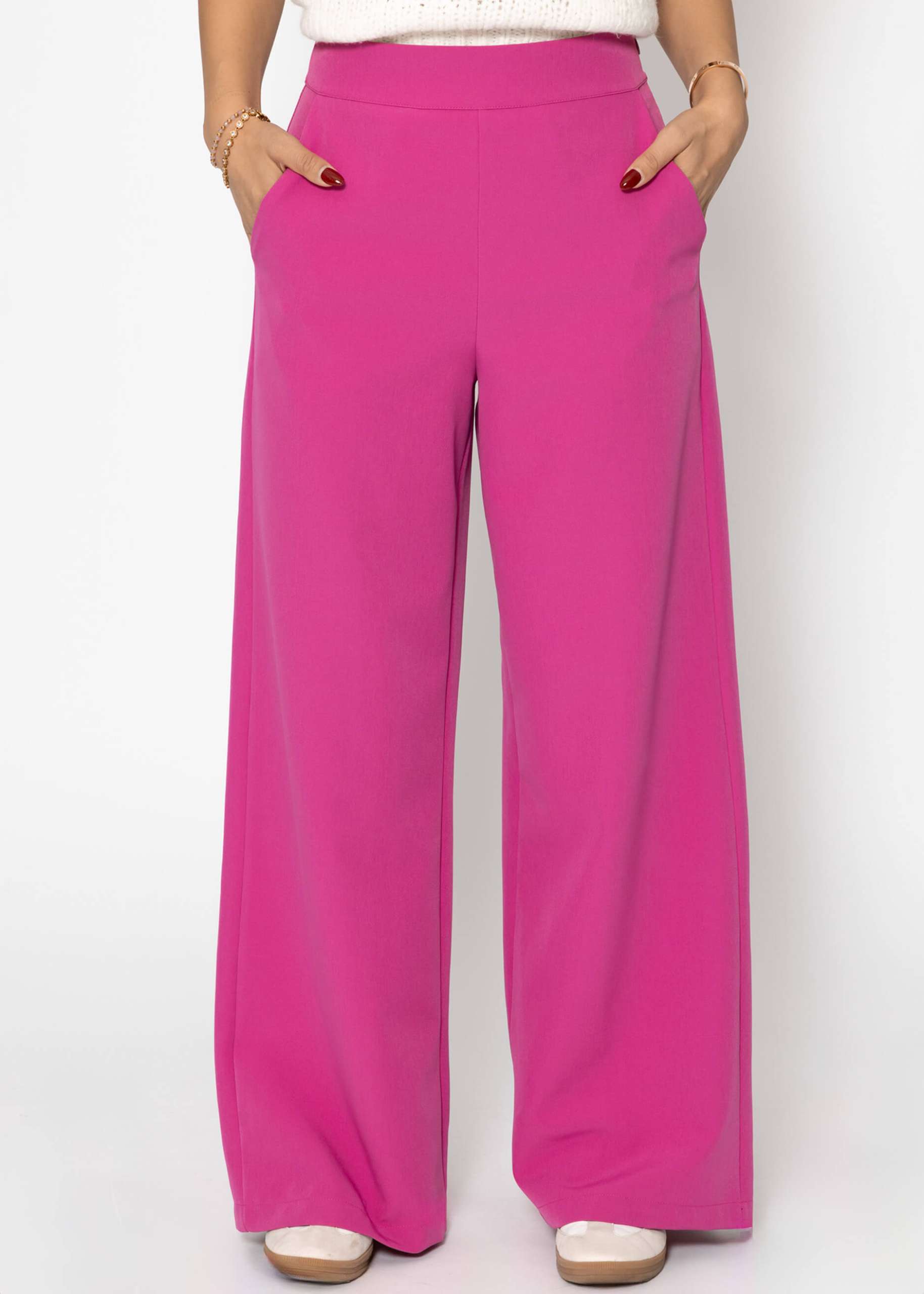 Highwaist fabric pants - pink