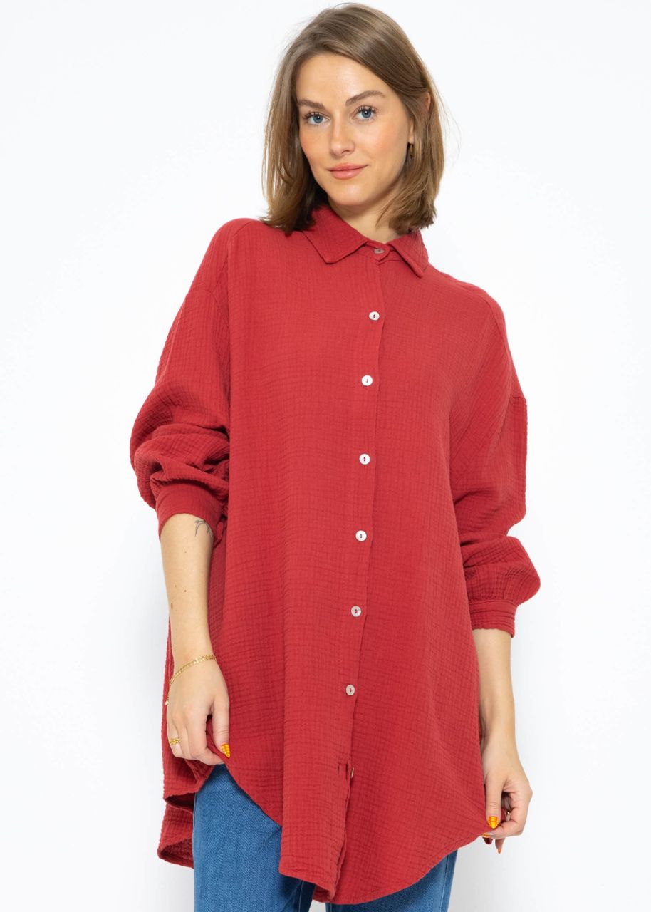 Oversize muslin blouse - brick red