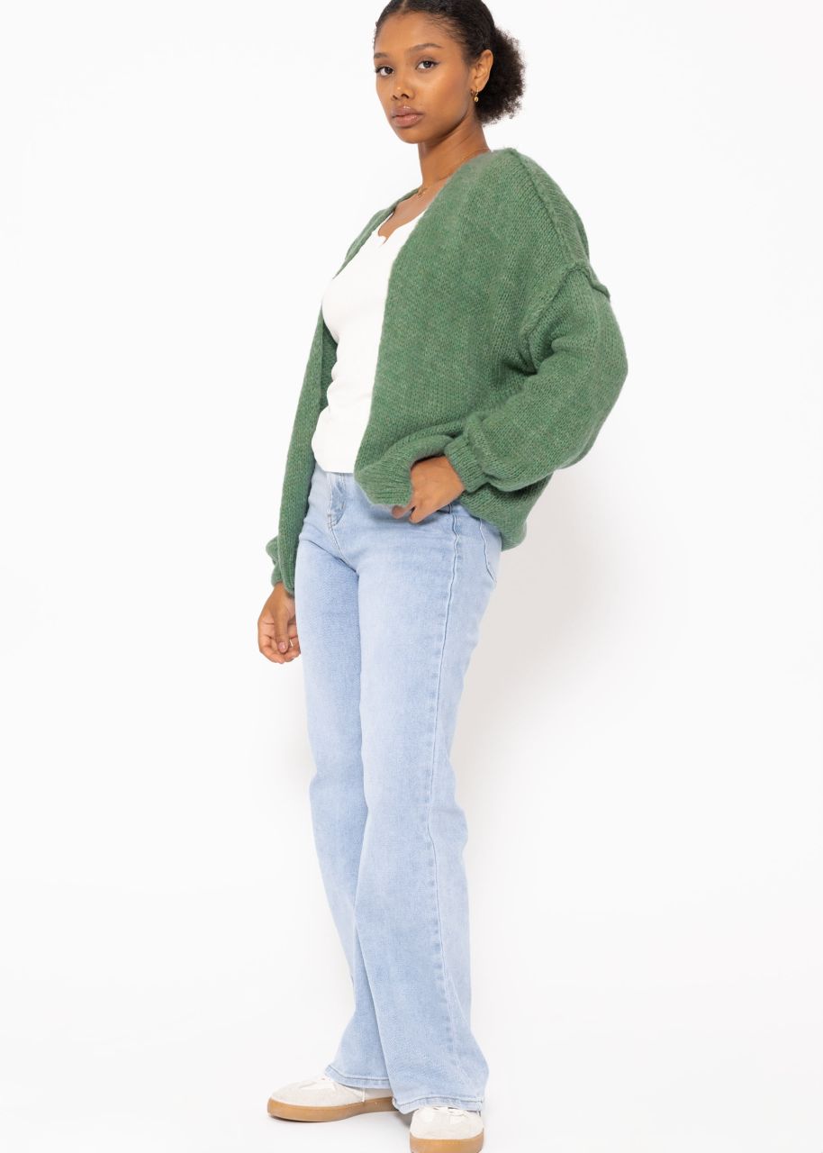 Casual cardigan with outer seams - sage green