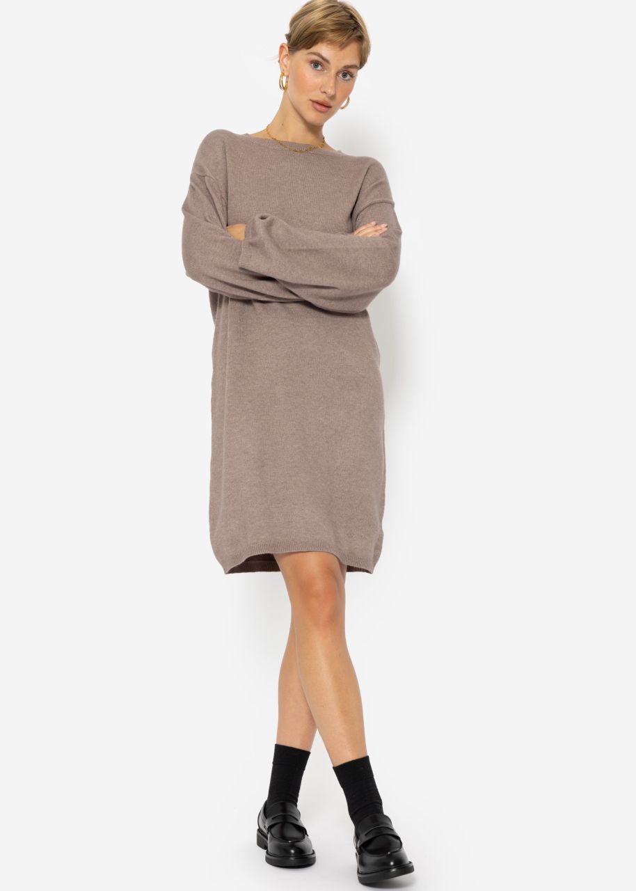 Oversize knitted mini dress - taupe