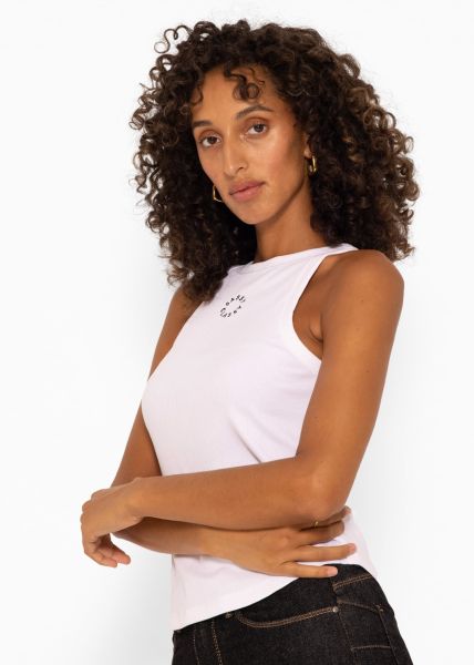 Tank top with embroidery - white
