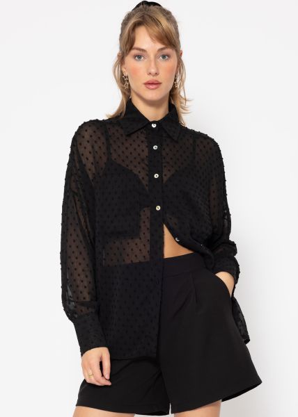 Oversize plumetis blouse, black