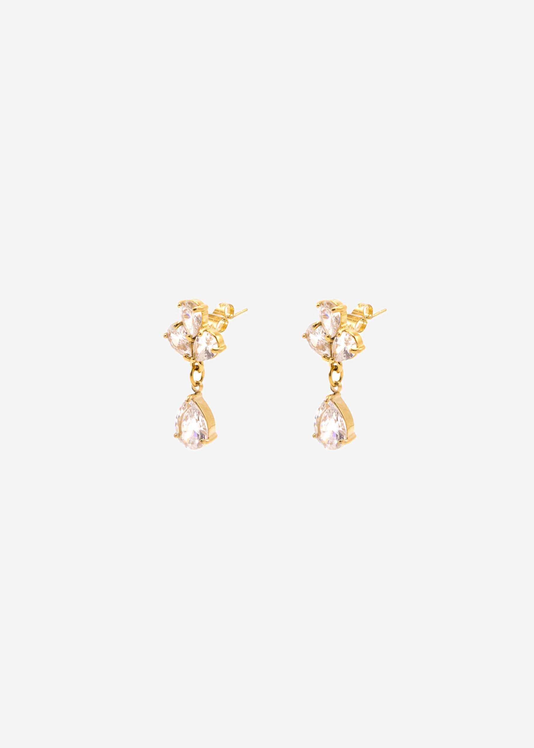 Stud earrings with sparkling pendant - gold