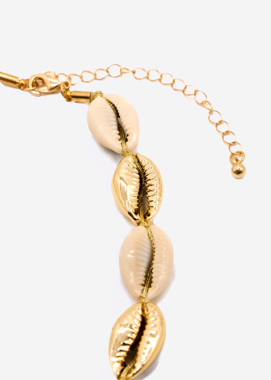 Shell necklace, beige/gold