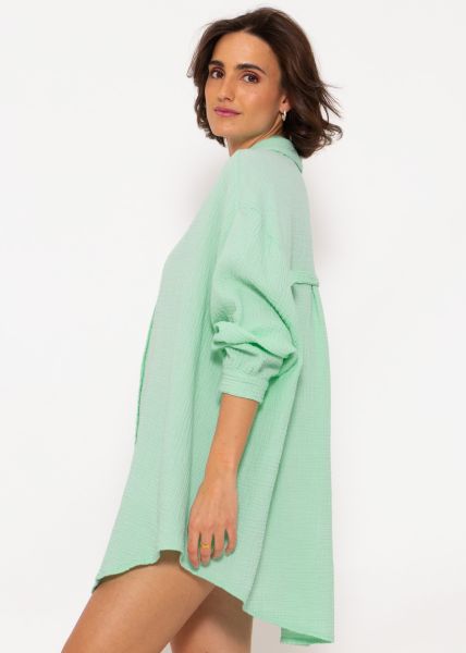Muslin blouse oversize, light green