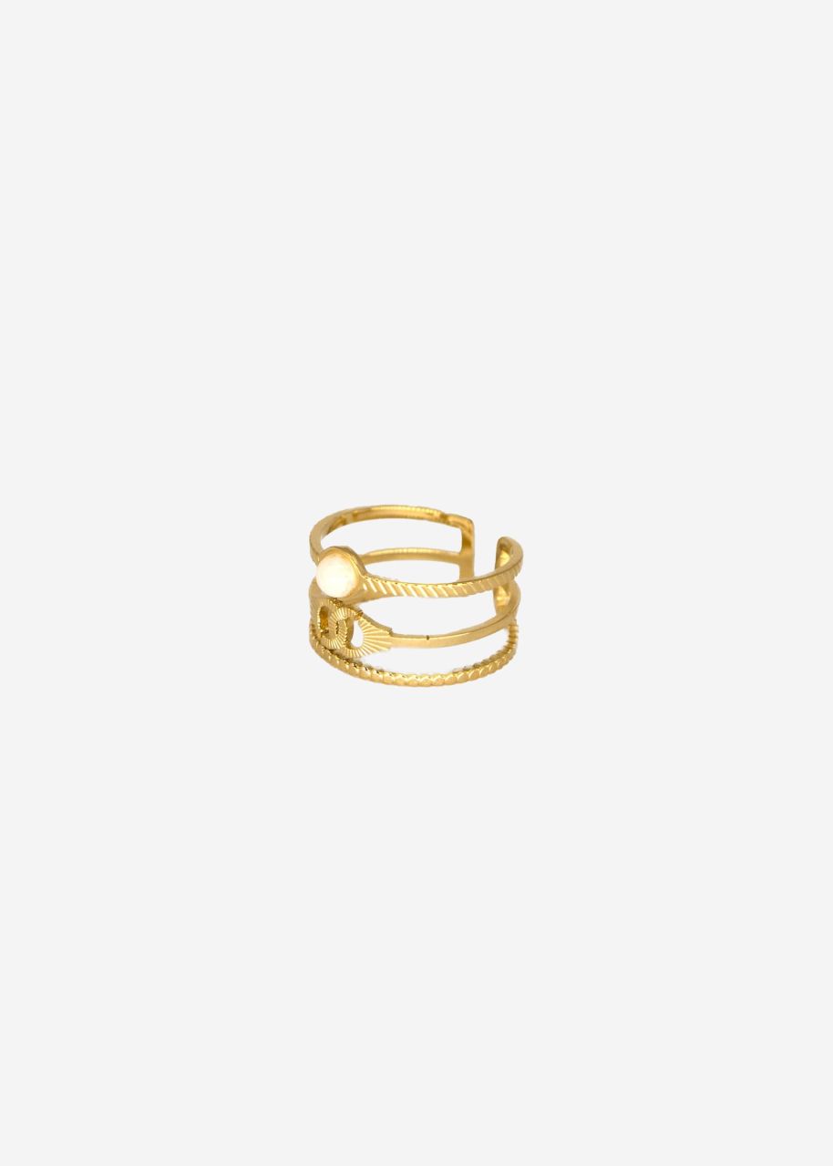 Tripartite ring with jade stone, gold