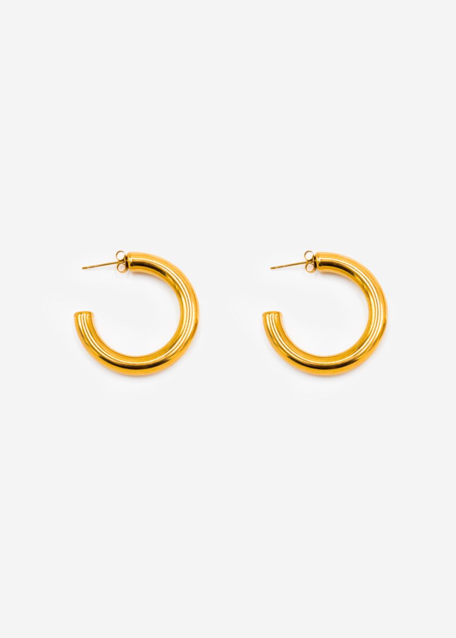 Small, chunky hoop earrings - gold