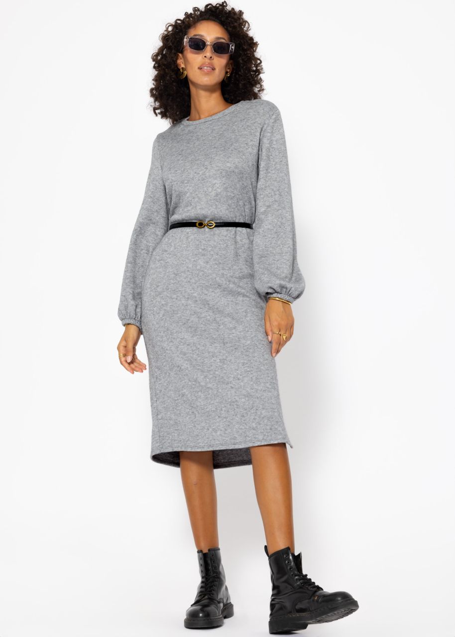 Super soft jersey dress in midi length - grey