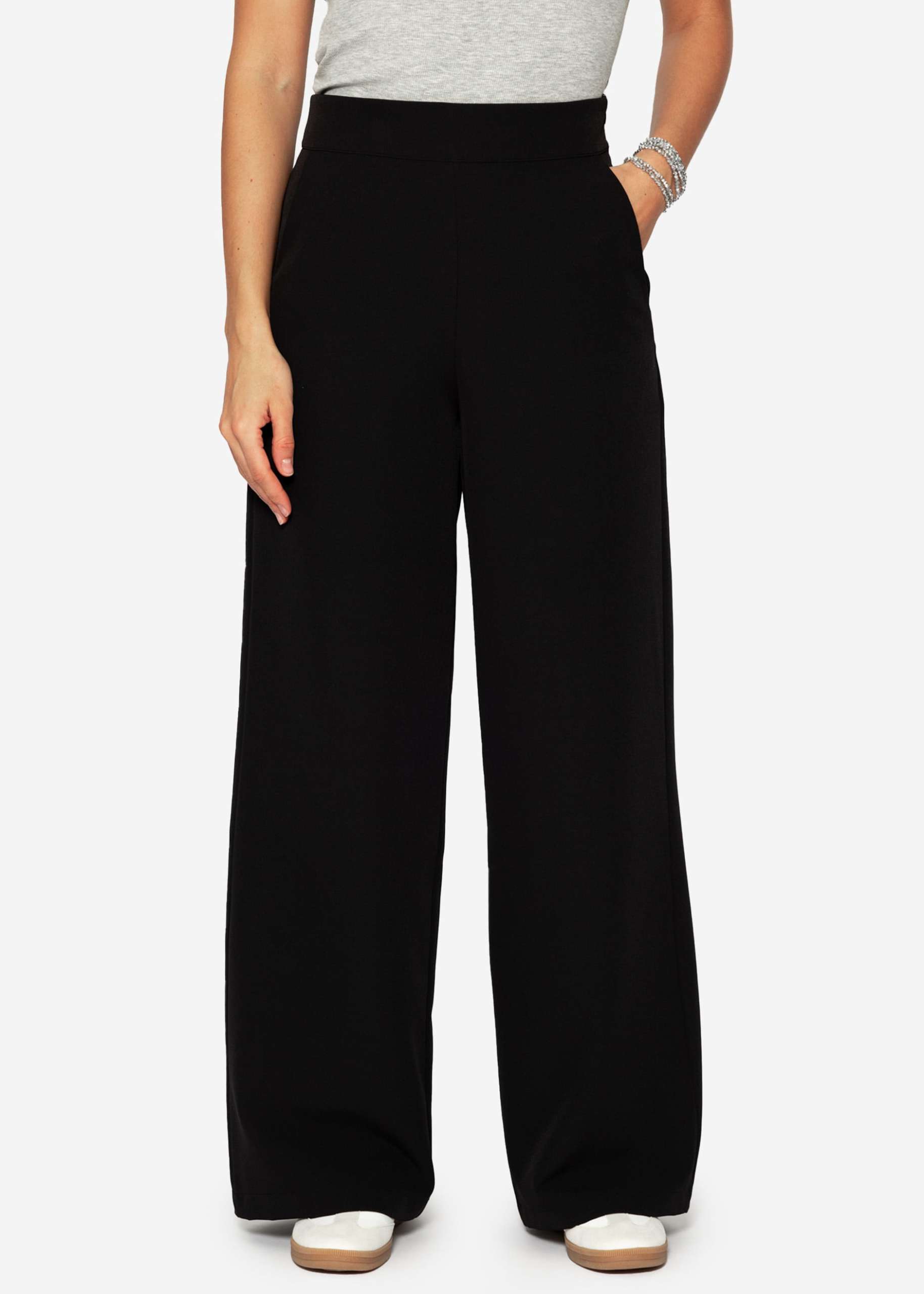 Highwaist fabric trousers - black