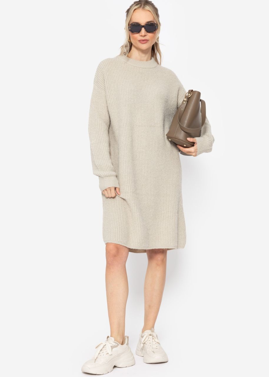 Ribbed knitted dress - beige