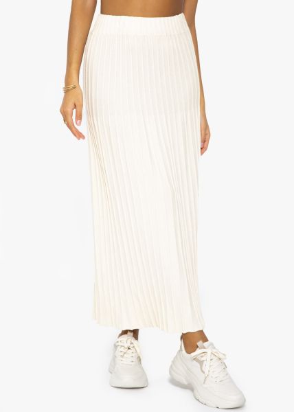 Pleated Maxi Knit Skirt - offwhite