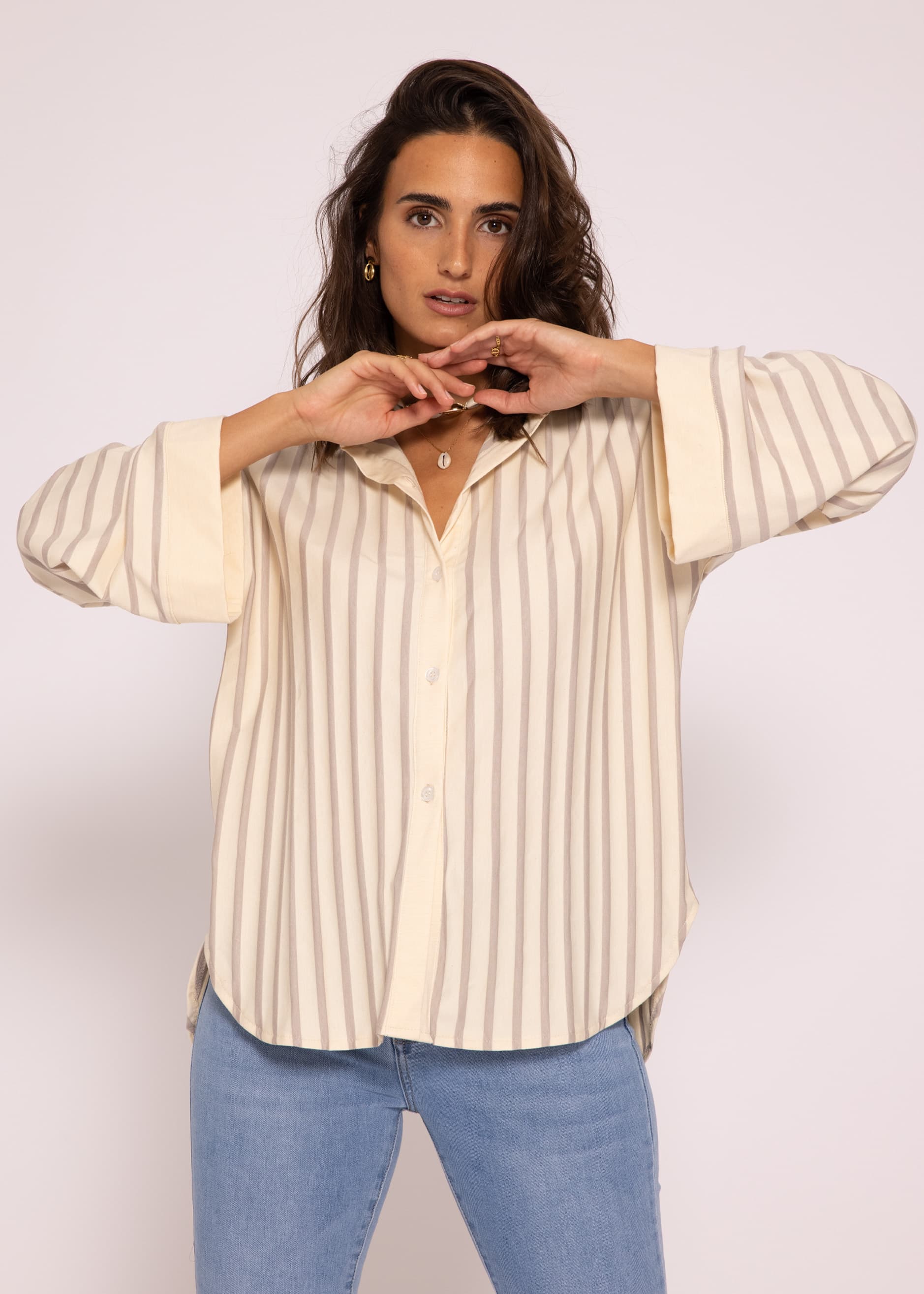 Discriminerend Tante Product Jersey kimono blouse with stripes, beige/taupe | New Clothing | New  Arrivals | SassyClassy.com