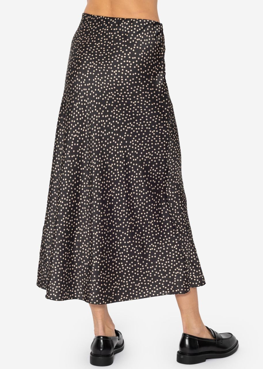 Satin skirt with polka dot print - black