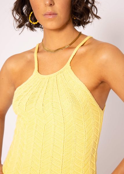 Straps knit top, yellow
